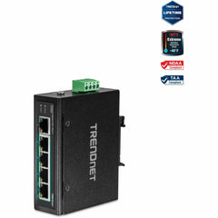 TRENDnet TI-PG50 5-Port Industriel Gigabit PoE + DIN-Rail Commutateur Commutateur Réseau Ethernet Gigabit