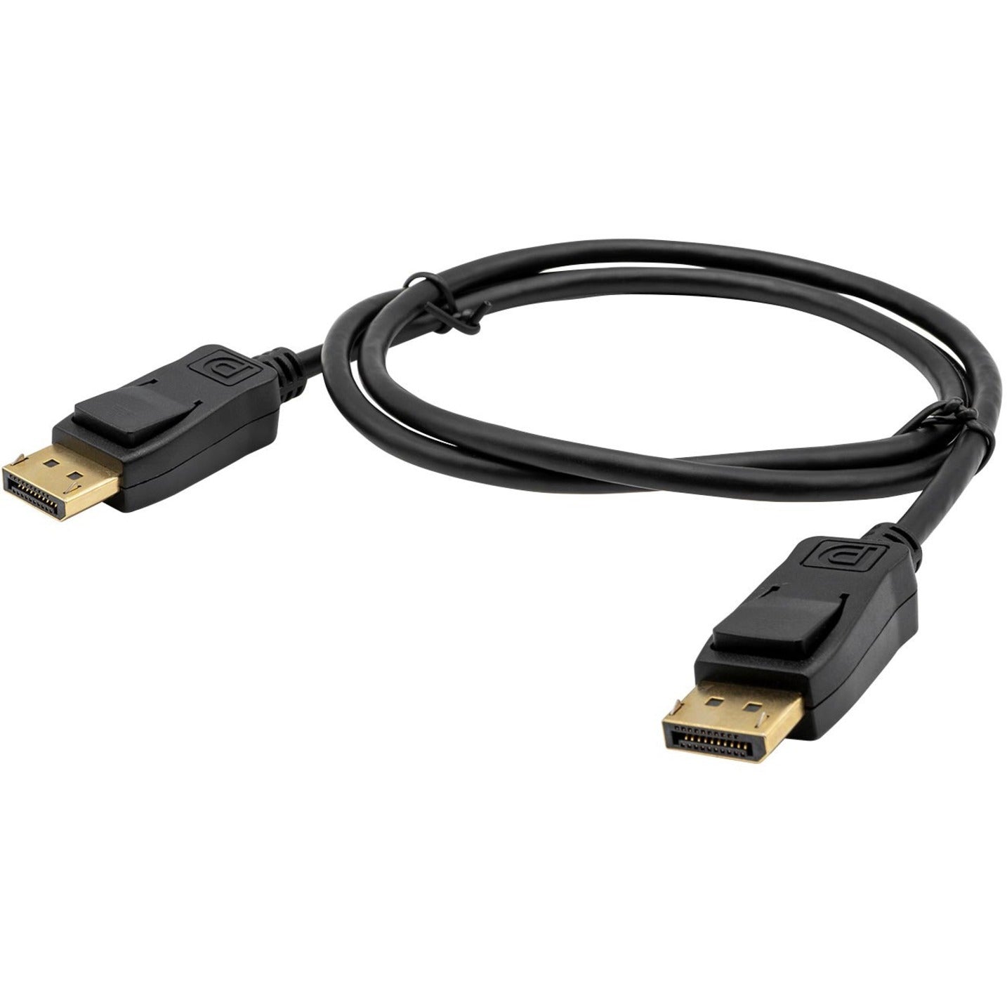 VisionTek DisplayPort 1.4 cable with gold-plated connectors and black cable housing shown in coiled position-alternate-image1