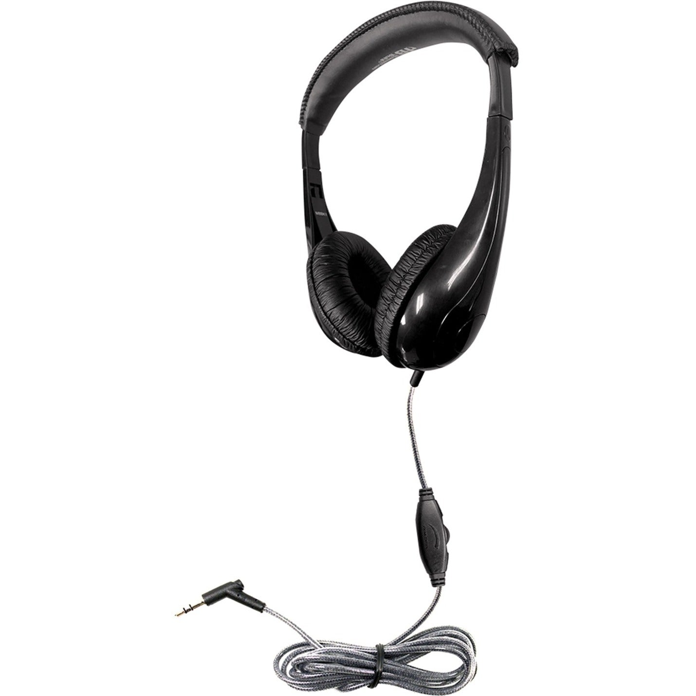 Side view of Hamilton Buhl Motiv8 headphones showing in-line volume control and braided cord-alternate-image1