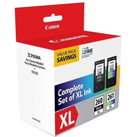 Canon PG-260 XL and CL-261 XL ink cartridge value pack box showing side view and product details-alternate-image2