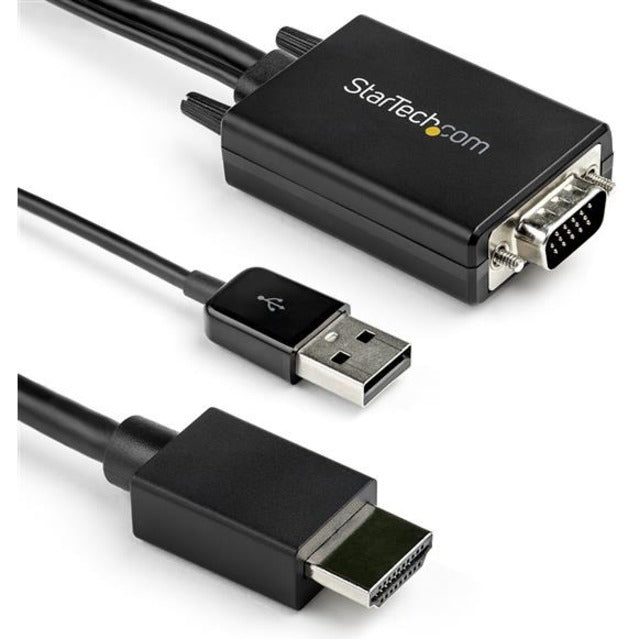 StarTech.com كبل محول VGA إلى HDMI بطول 3 متر (10 أقدام) - يعمل بالطاقة عبر USB، دقة 1080 بكسل
