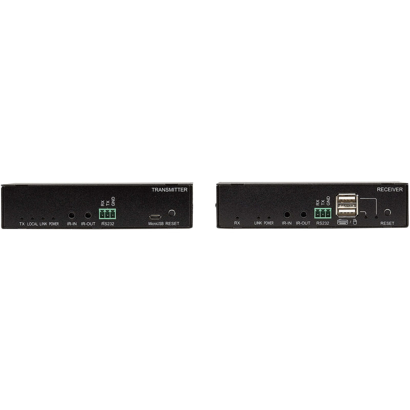 Close-up view of control interfaces on both transmitter and receiver units