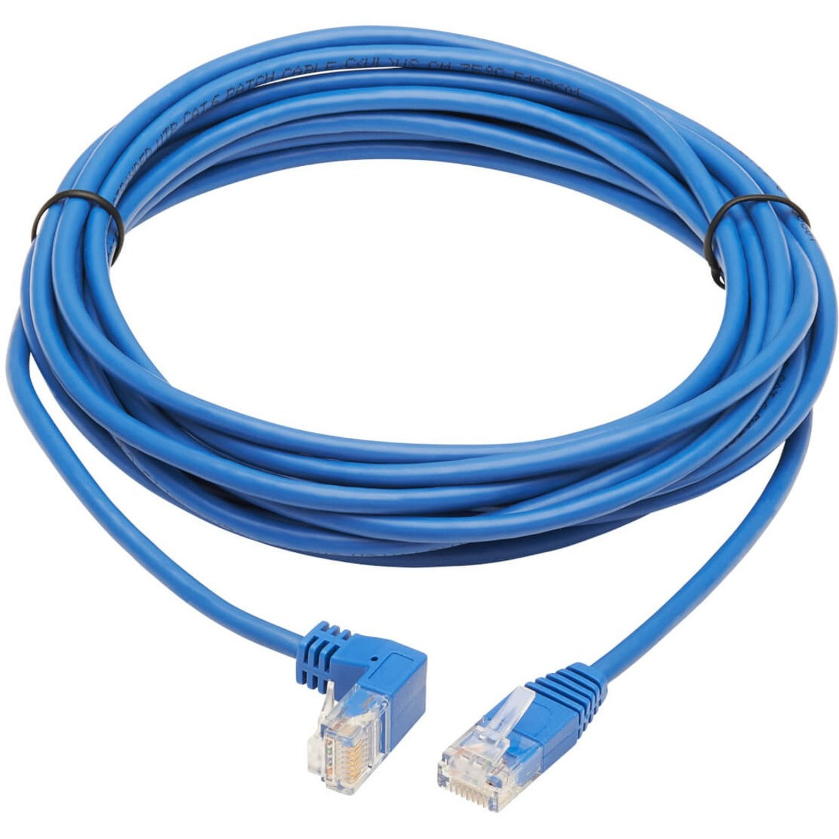 Tripp Lite N204-S20-BL-DN Cable de red UTP Cat.6 20 pies resistente a doblar resistente a estrés moldeado trenzado conector en ángulo recto conector en ángulo descendente conector en ángulo de 90°.