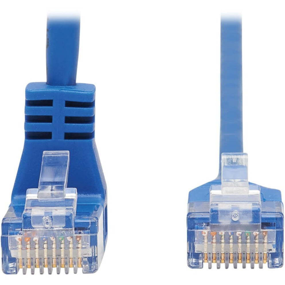 Tripp Lite N204-S20-BL-DN Cat.6 UTP Patch Network Cable, 20 ft, Bend Resistant, Stress Resistant, Molded, Stranded, Right-angled Connector, Down-angled Connector, 90° Angled Connector