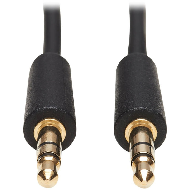 Close-up of 3.5mm audio connector with gold-plated tip