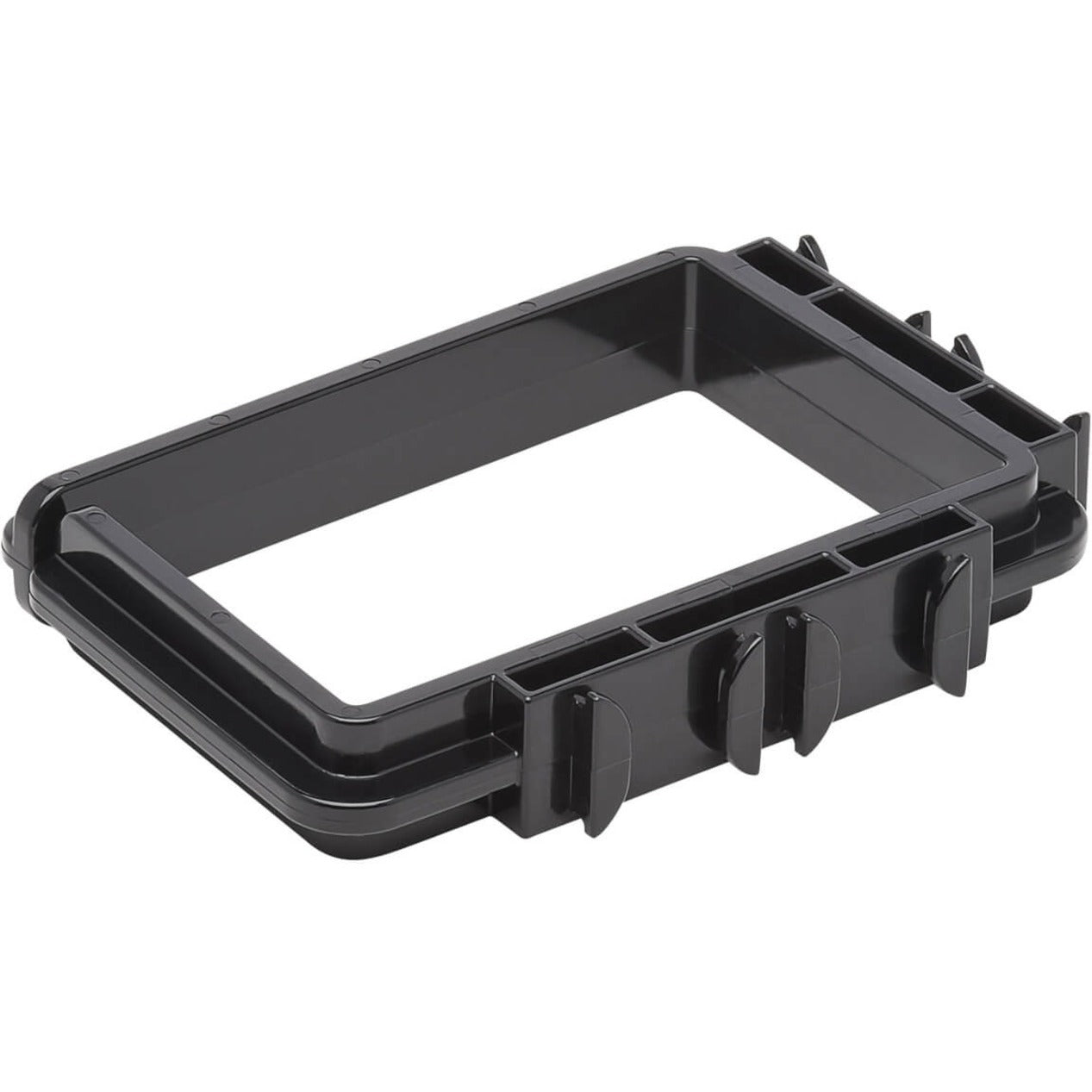 Single black polycarbonate D-ring cable management device with toolless mounting features-alternate-image1