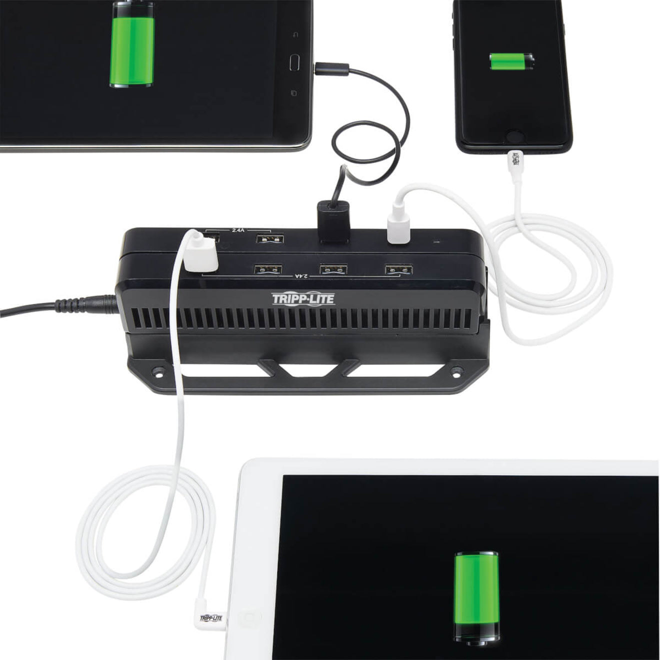 Multiple devices being charged simultaneously with Tripp Lite charging station-alternate-image10