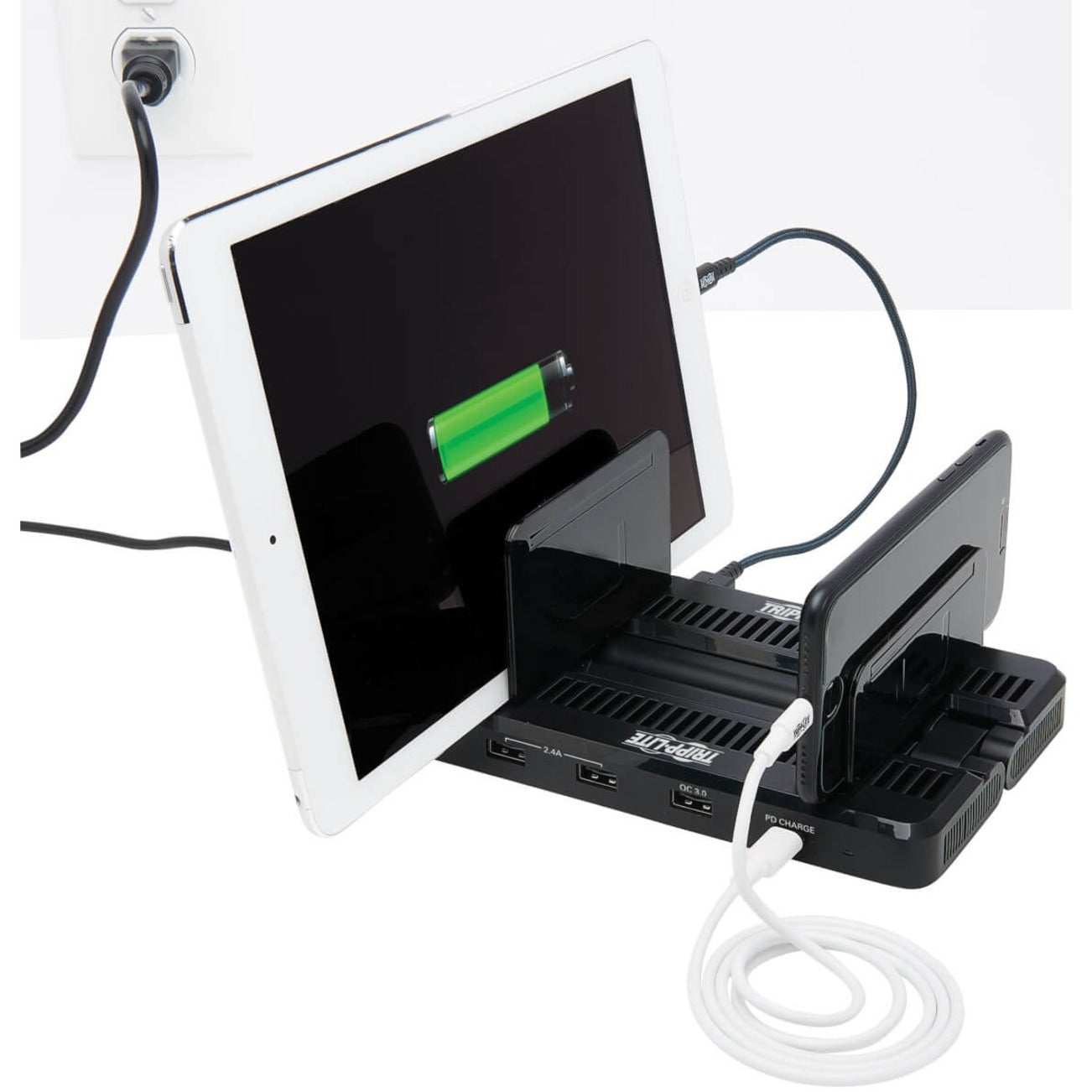 Tripp Lite charging station in use with tablet and mobile devices-alternate-image9