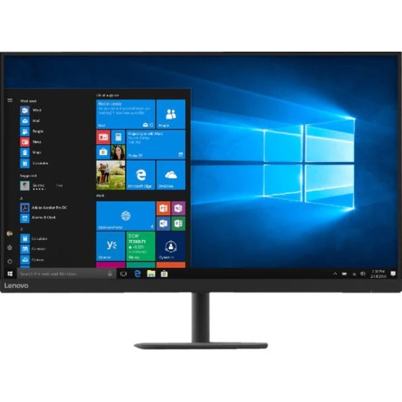 Angled view of Lenovo C32qc-20 monitor showing curved display panel and sleek stand design