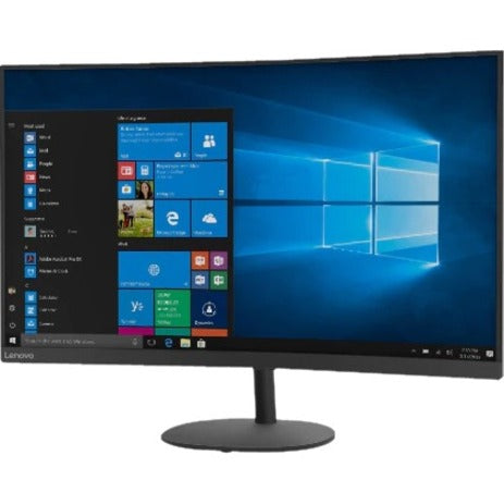 Angled view of Lenovo C32qc-20 curved monitor emphasizing the immersive display curvature