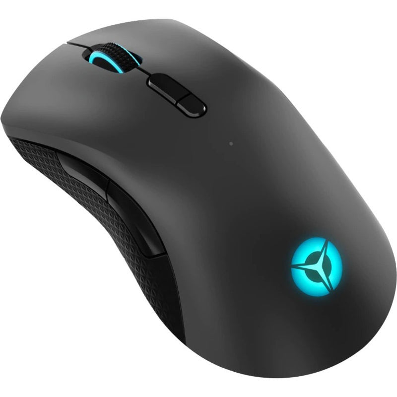 Lenovo Legion M600 wireless gaming mouse side view showing RGB lighting and ergonomic design