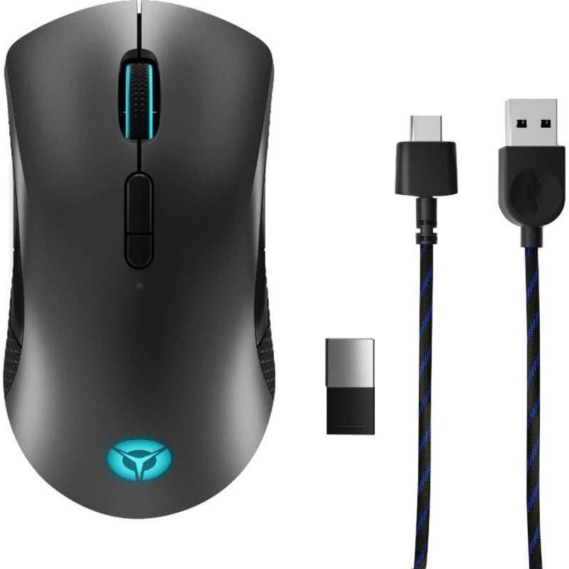 Lenovo Legion M600 gaming mouse with included USB-C cable and wireless receiver