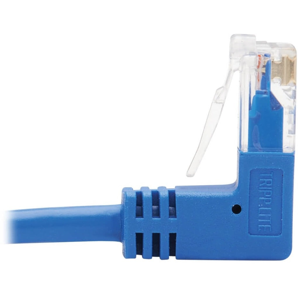 Tripp Lite N204-S01-BL-DN Cat.6 UTP Patch Network Cable, 1 ft, Bend Resistant, Stress Resistant, Molded, Stranded, Right-angled Connector, Down-angled Connector, 90° Angled Connector