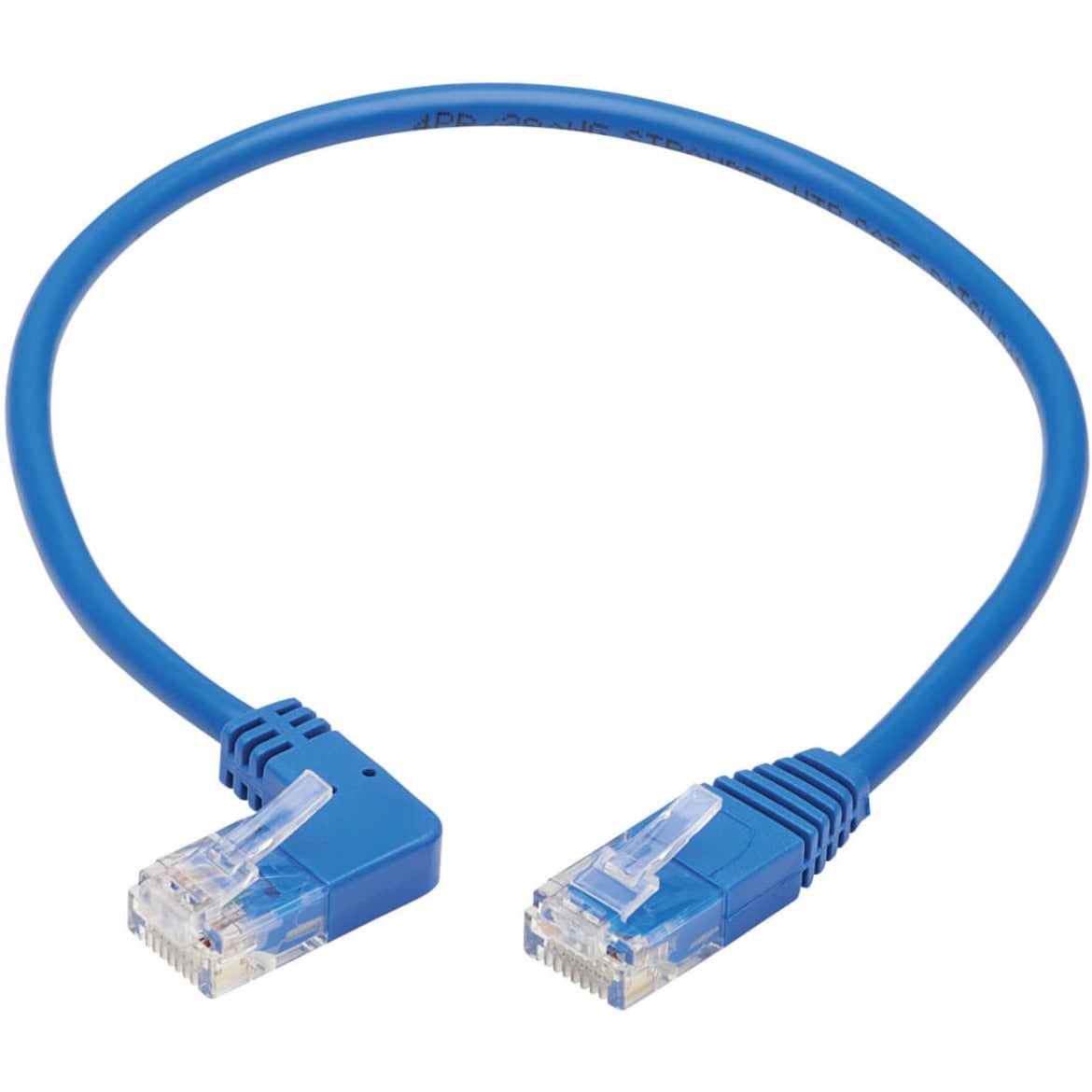 Tripp Lite N204-S01-BL-LA Cat.6 UTP Patch Network Cable 1 ft Molded Left-angled Connector 90° Angled Connector Blue