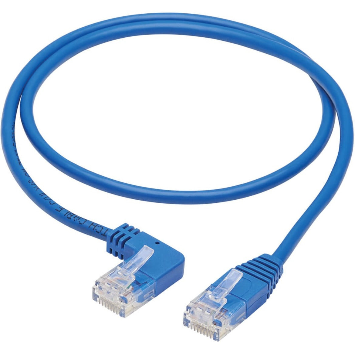 Full length view of blue Cat6 ethernet cable showing slim profile design-alternate-image2