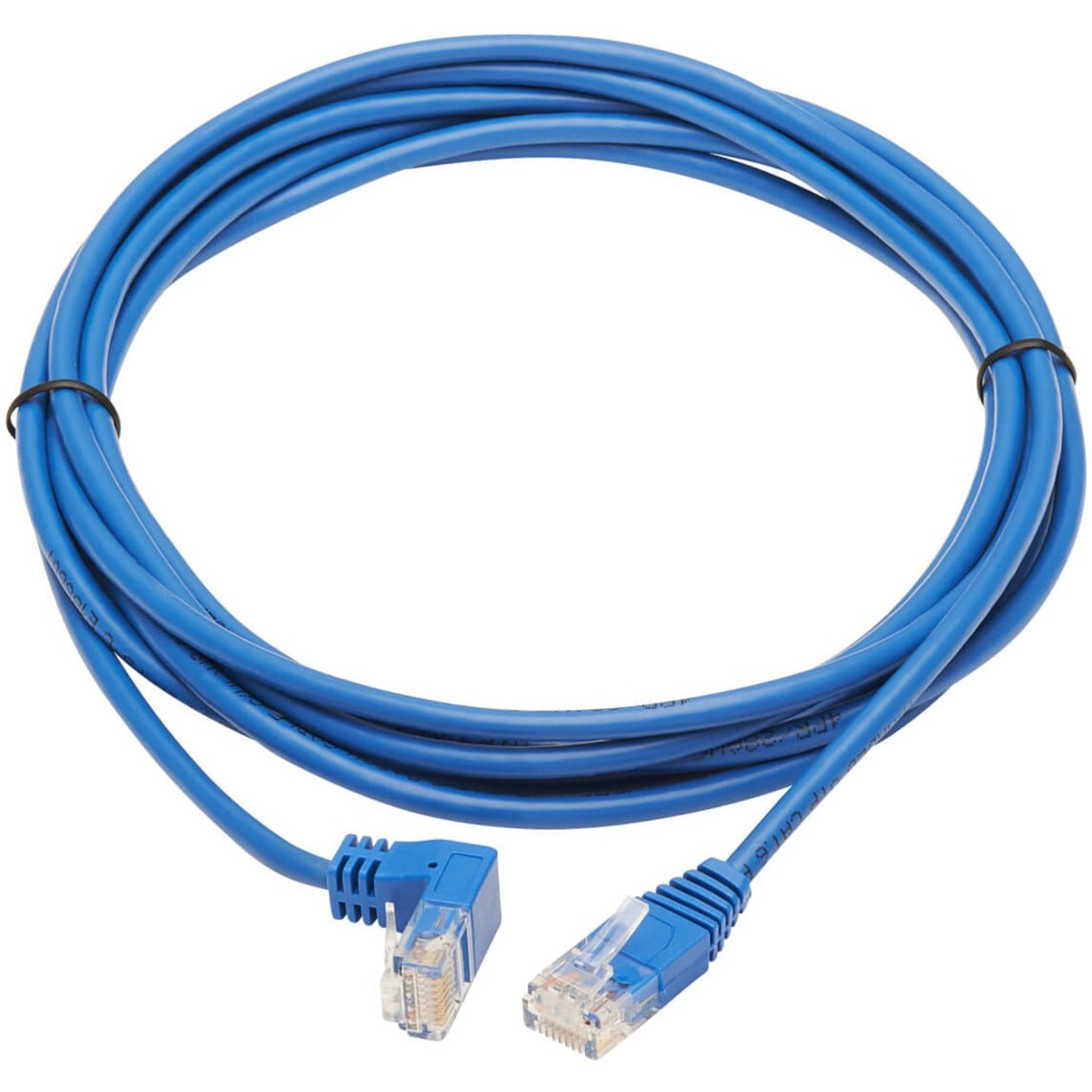 Tripp Lite N204-S10-BL-DN Cat.6 UTP Patch Network Cable, 10 ft, Molded, Right-angled Connector, Down-angled Connector, 90° Angled Connector, Bend Resistant, Stress Resistant, Stranded