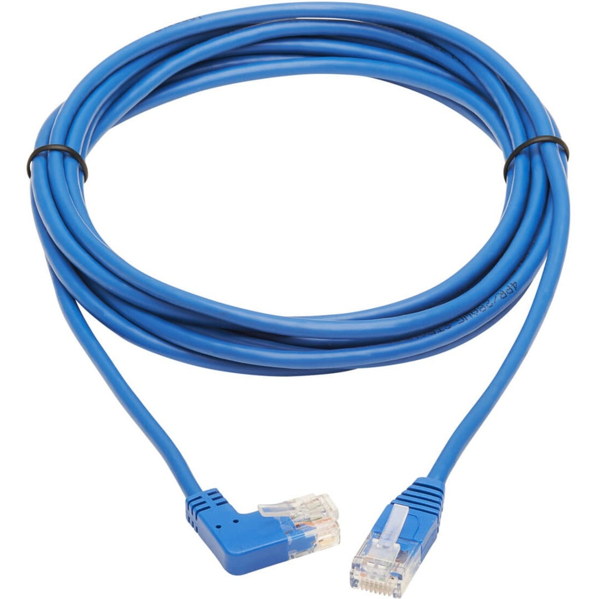 Full length view of blue Cat6 patch cable showing right-angle and straight connectors-alternate-image2