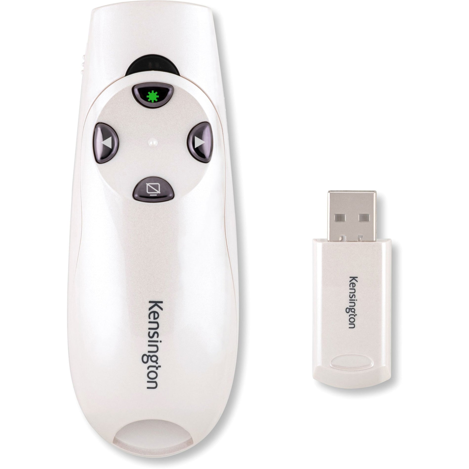 Kensington K75771WW Presenter Expert Wireless Green Laser - Pearl White, USB Receiver, 2.4 GHz RF Technology