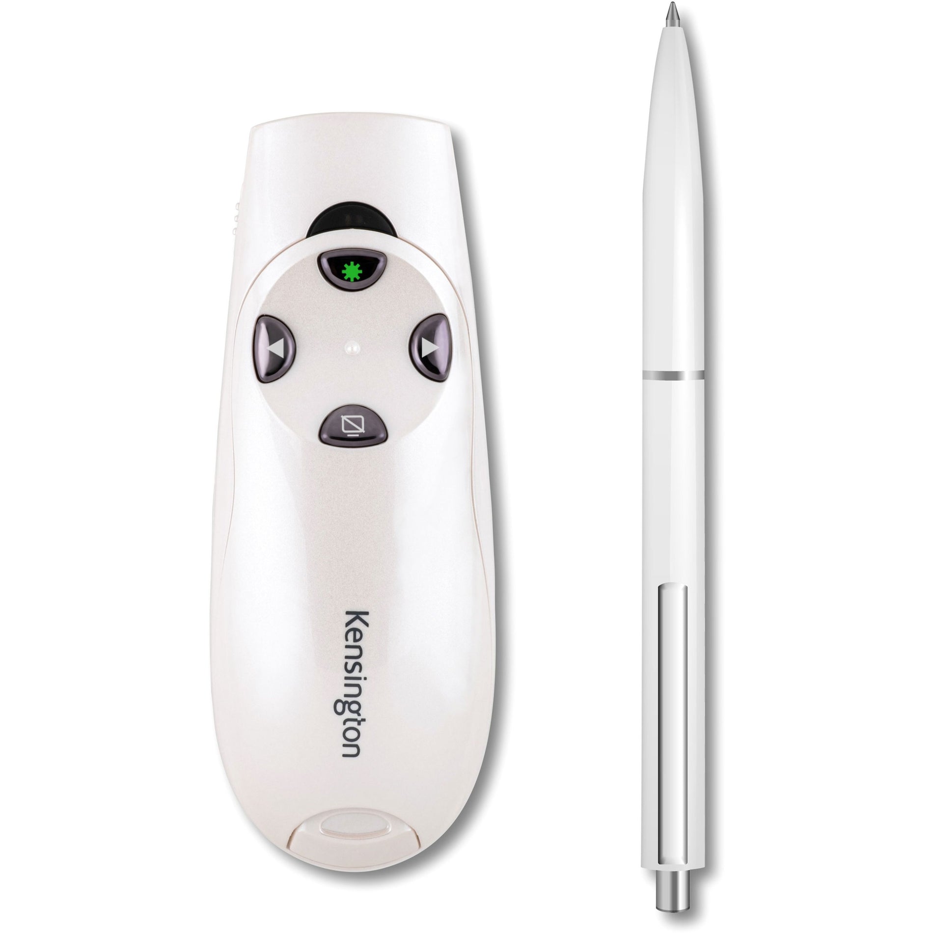 Kensington K75771WW Presenter Expert Wireless Green Laser - Pearl White, USB Receiver, 2.4 GHz RF Technology