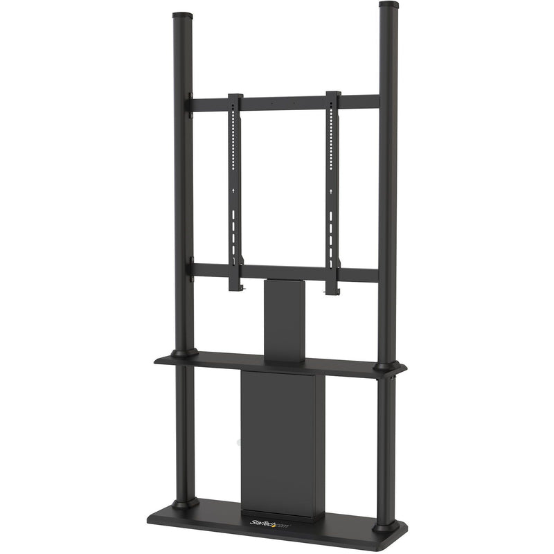 Front view of StarTech.com digital signage stand showing full steel frame construction with dual support columns and VESA mount