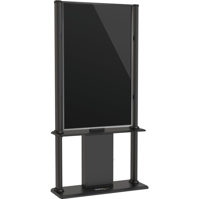 Side view of digital signage stand demonstrating portrait orientation mounting capability