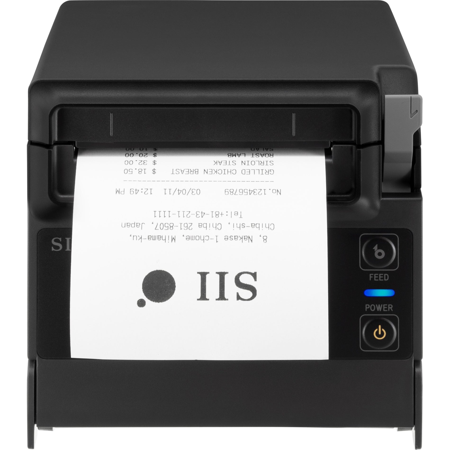 Seiko RP-F10 printer showing sample receipt printout with clear text and logo-alternate-image2