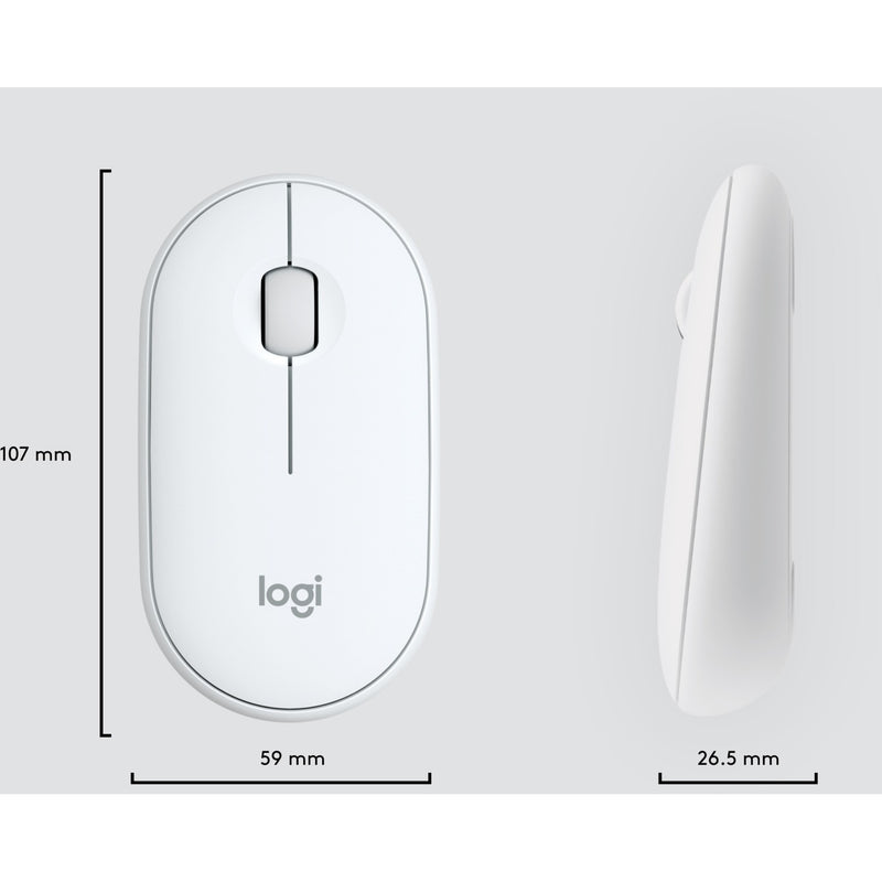 Technical diagram showing dimensions of Logitech MK470 mouse