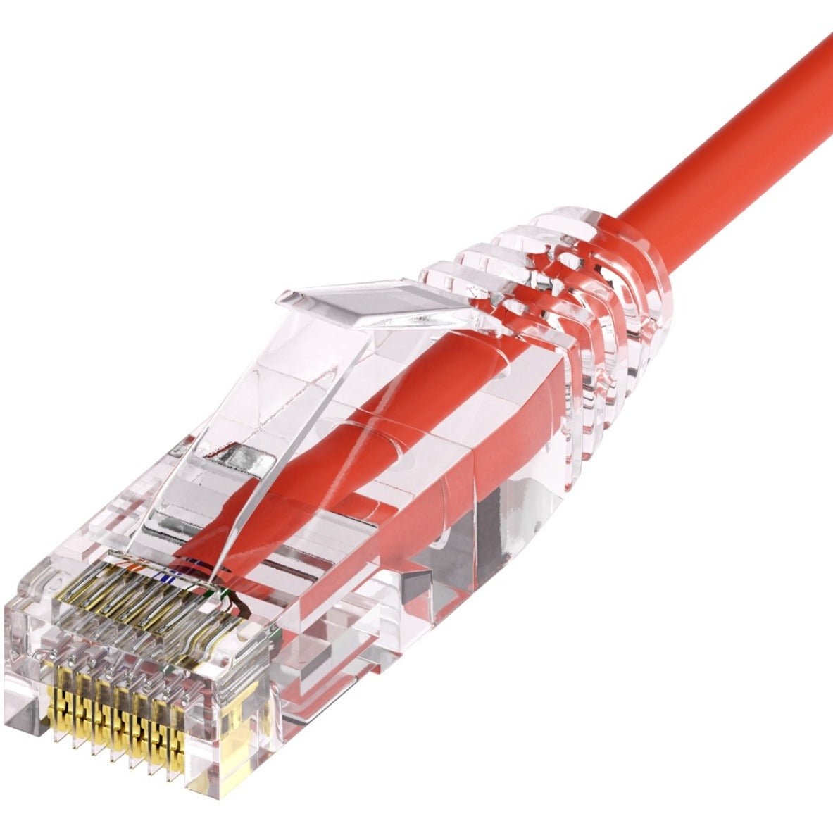 Unirise CS6A-10F-RED ClearFit Slim 28AWG Cat6A Patch Cable Snagless Red 10ft  ユナライズ CS6A-10F-RED ClearFit スリム 28AWG Cat6A パッチケーブル、スナッグレス、レッド、10フィート