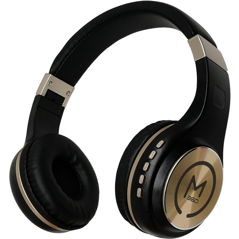 Morpheus 360 HP5500G wireless headphones in black with gold accents showing side profile view