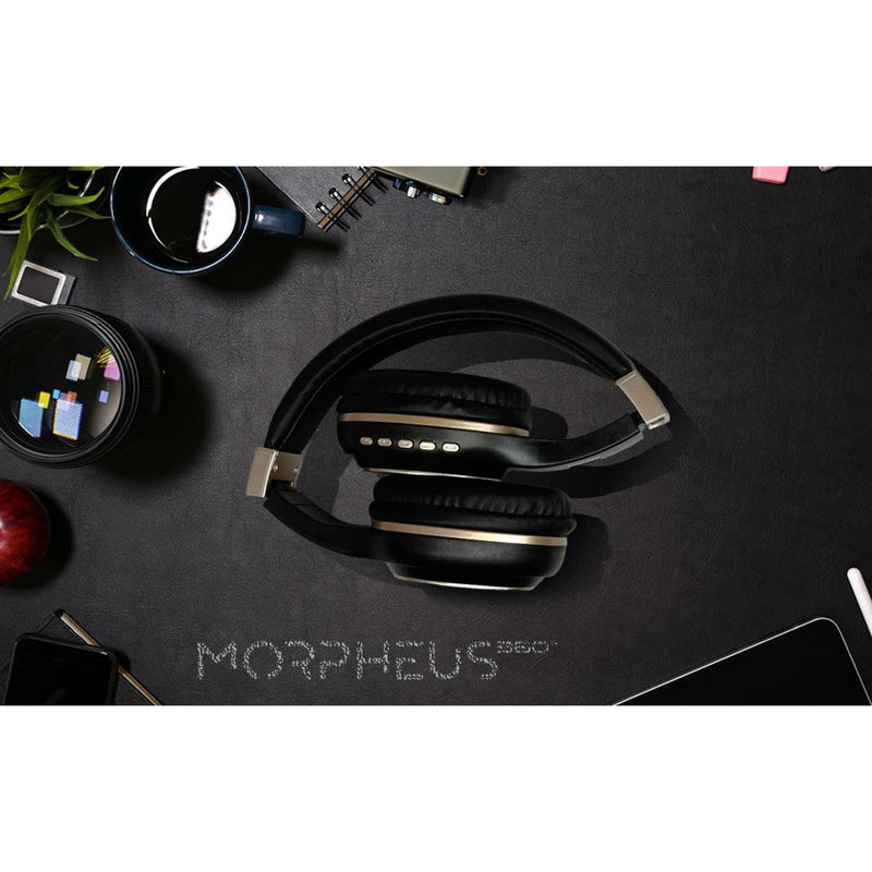 Morpheus 360 headphones in a modern workspace setting with desk accessories