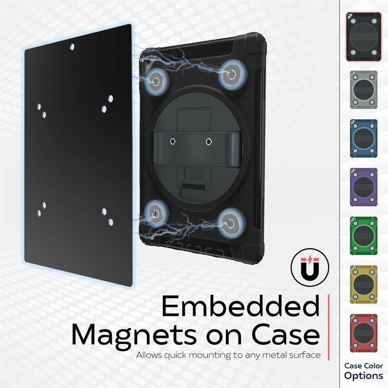 Demonstration of magnetic mounting system with metal plate and case alignment