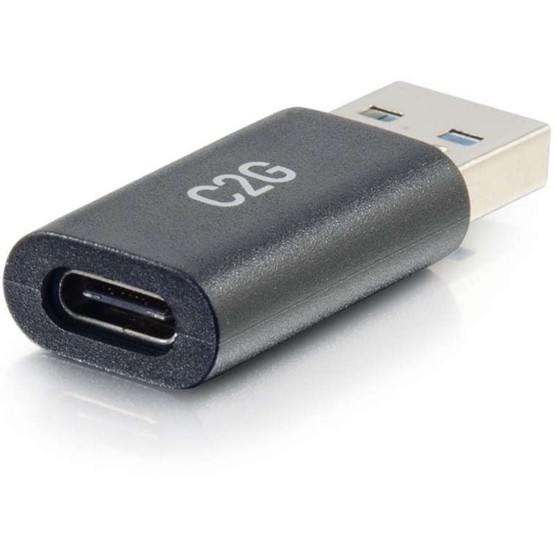 C2G USB-C female to USB-A male adapter showing USB-C port connection side