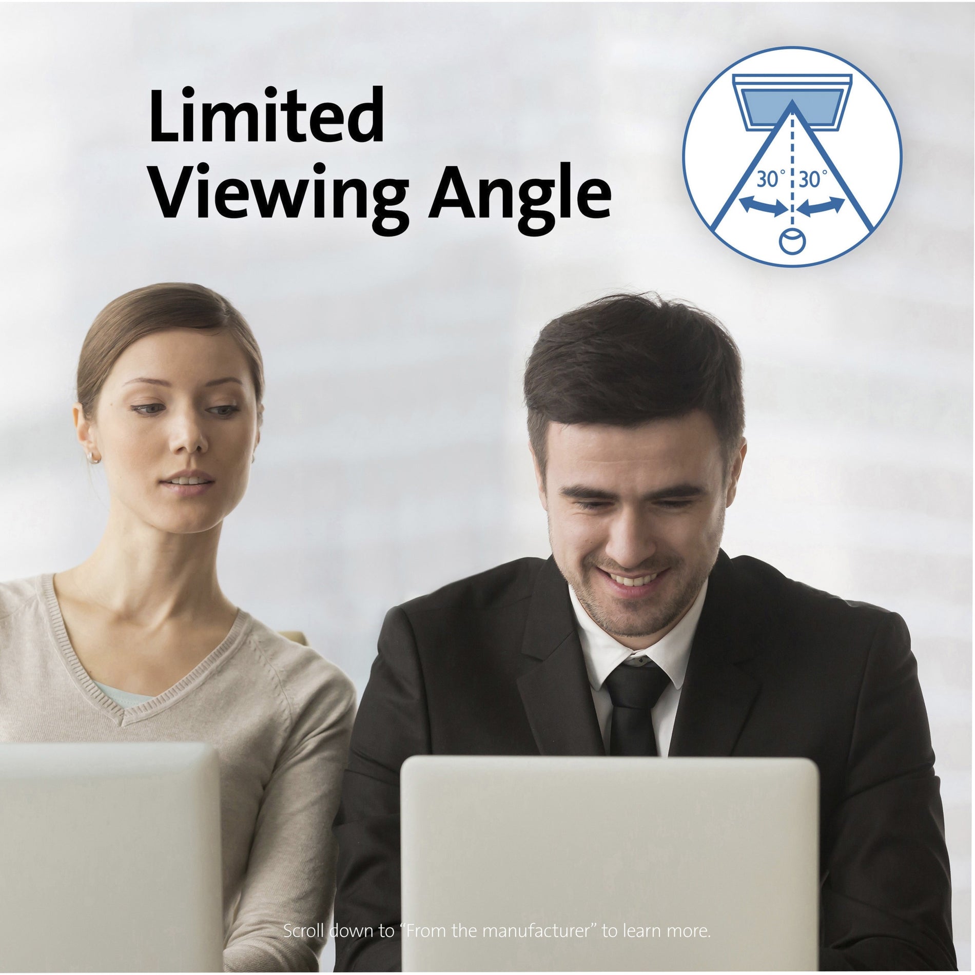 Diagram showing 30-degree viewing angle limitation with privacy screen-alternate-image4