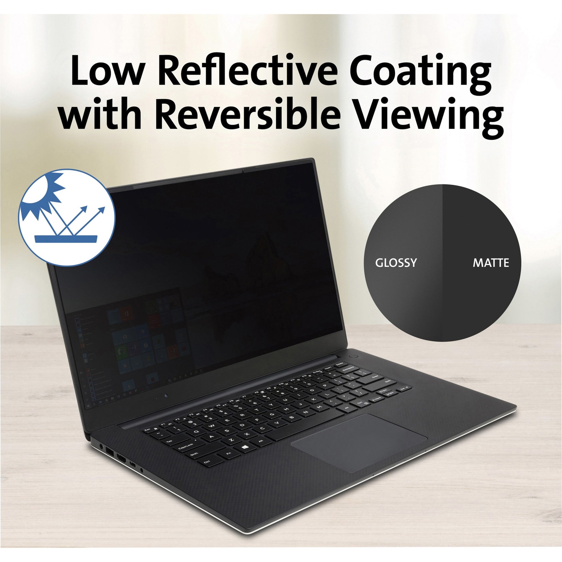 Laptop showing reversible privacy screen with matte and glossy options-alternate-image6