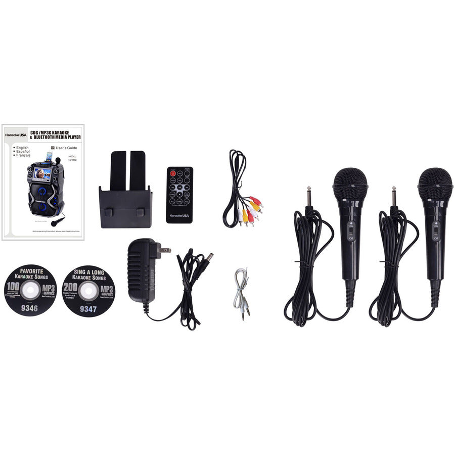 Karaoke USA GF920 Karaoke System, 2 Microphones, 300 MP3G Songs, Remote Control