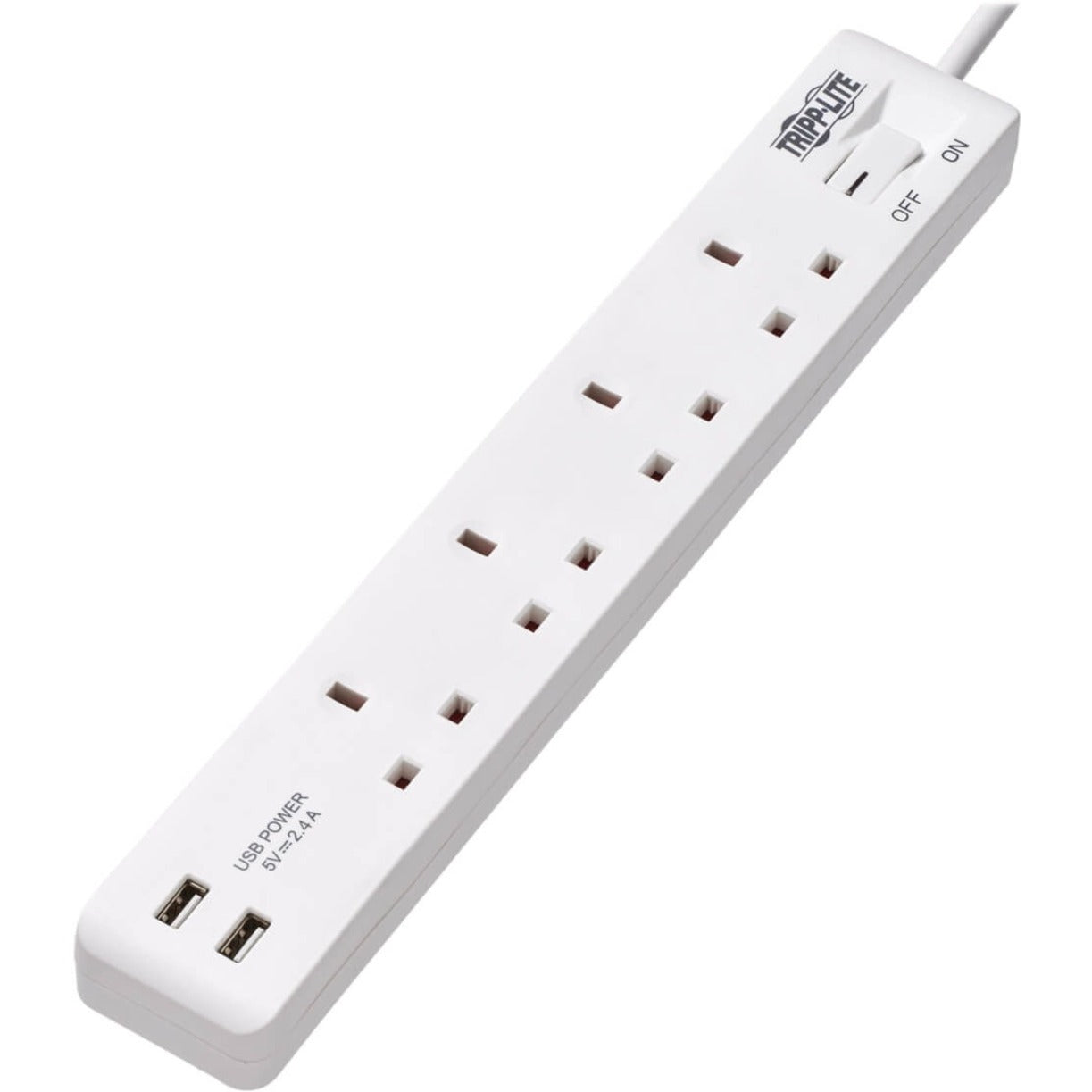 Tripp Lite PS4B18USBW Protect It! 4-Outlet Power Strip USB-A Charging, White