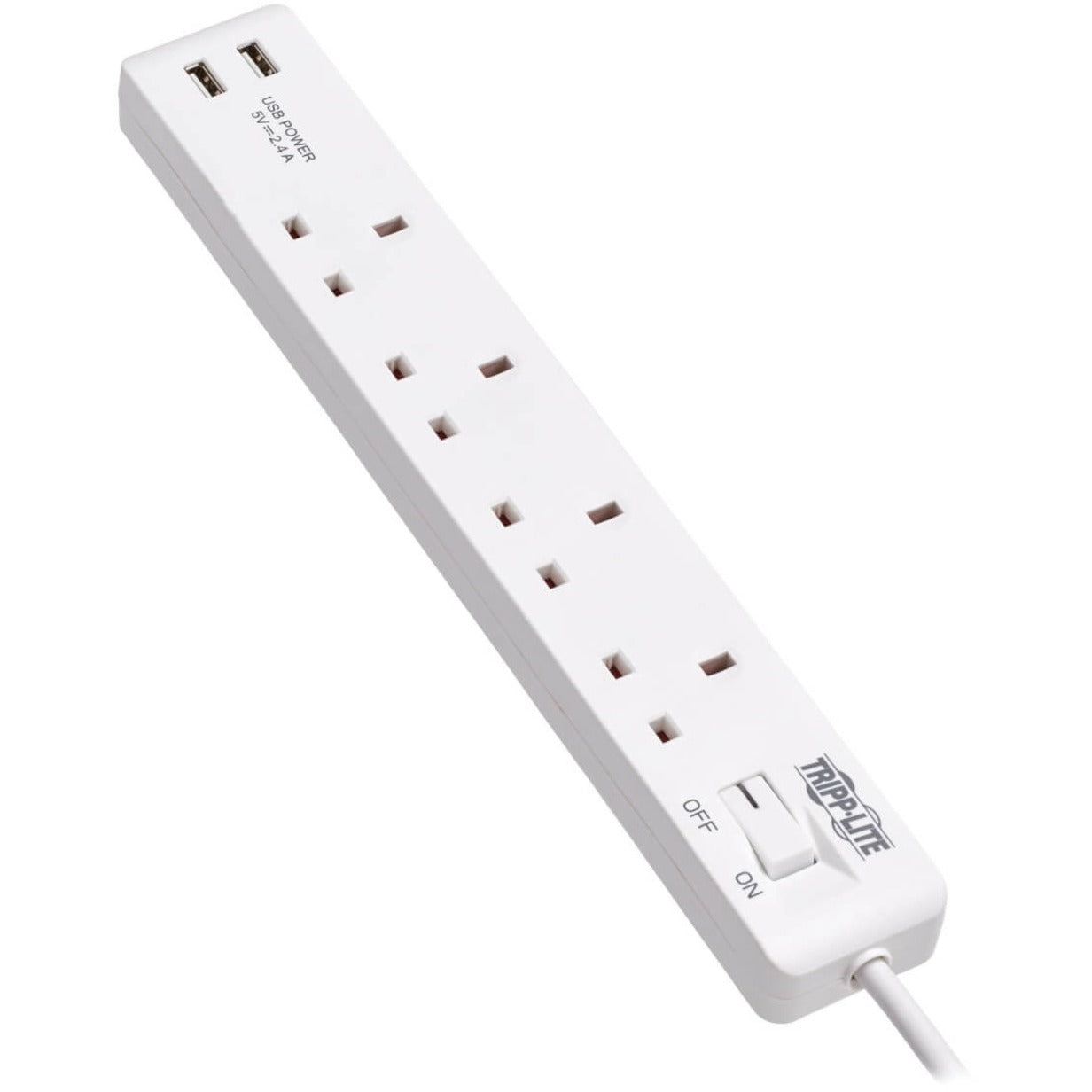 Tripp Lite PS4B18USBW Protect It! 4-Outlet Power Strip USB-A Charging, White