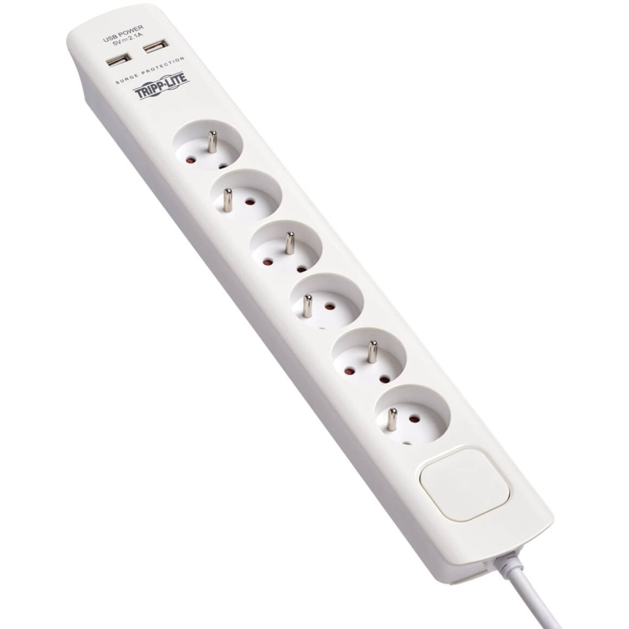 Tripp Lite TLP6F18USB 6-Outlet Surge Suppressor/Protector French USB Charging 250 J - Tripp Lite TLP6F18USB 6-Outlet overspenningsbeskytter/beskytter fransk USB-lading 250 J