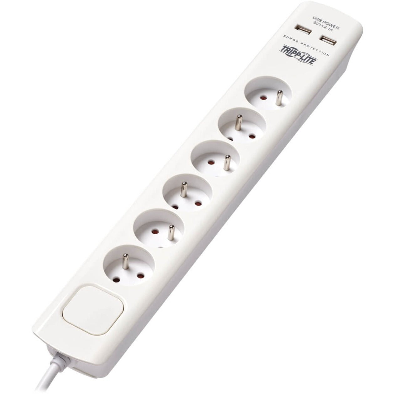 Tripp Lite TLP6F18USB 6-Outlet Surge Suppressor/Protector, French USB Charging, 250 J