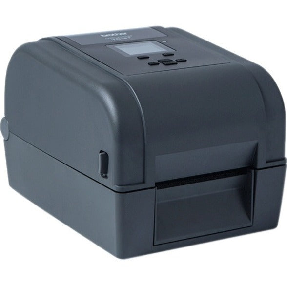 Brother TD4650TNWB thermal transfer printer shown from front-right angle with LCD display and control panel visible-alternate-image1