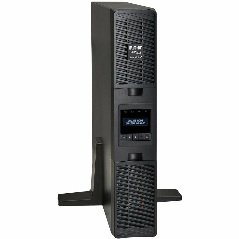 Tower configuration of Tripp Lite SmartOnline UPS with LCD display and mounting base