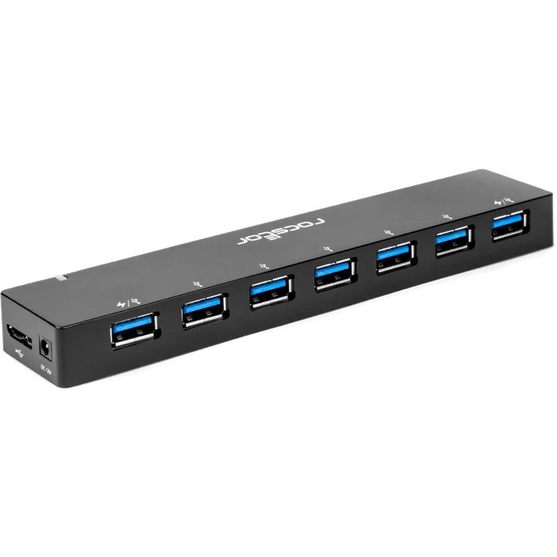 Side view of Rocstor USB hub showing slim profile and port spacing