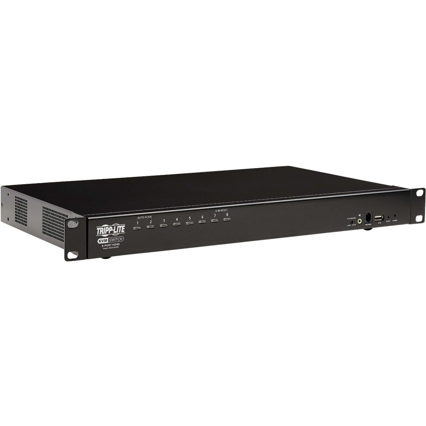 Front view of Tripp Lite B024-HU08 8-port KVM switch showing control buttons and LED indicators-alternate-image1