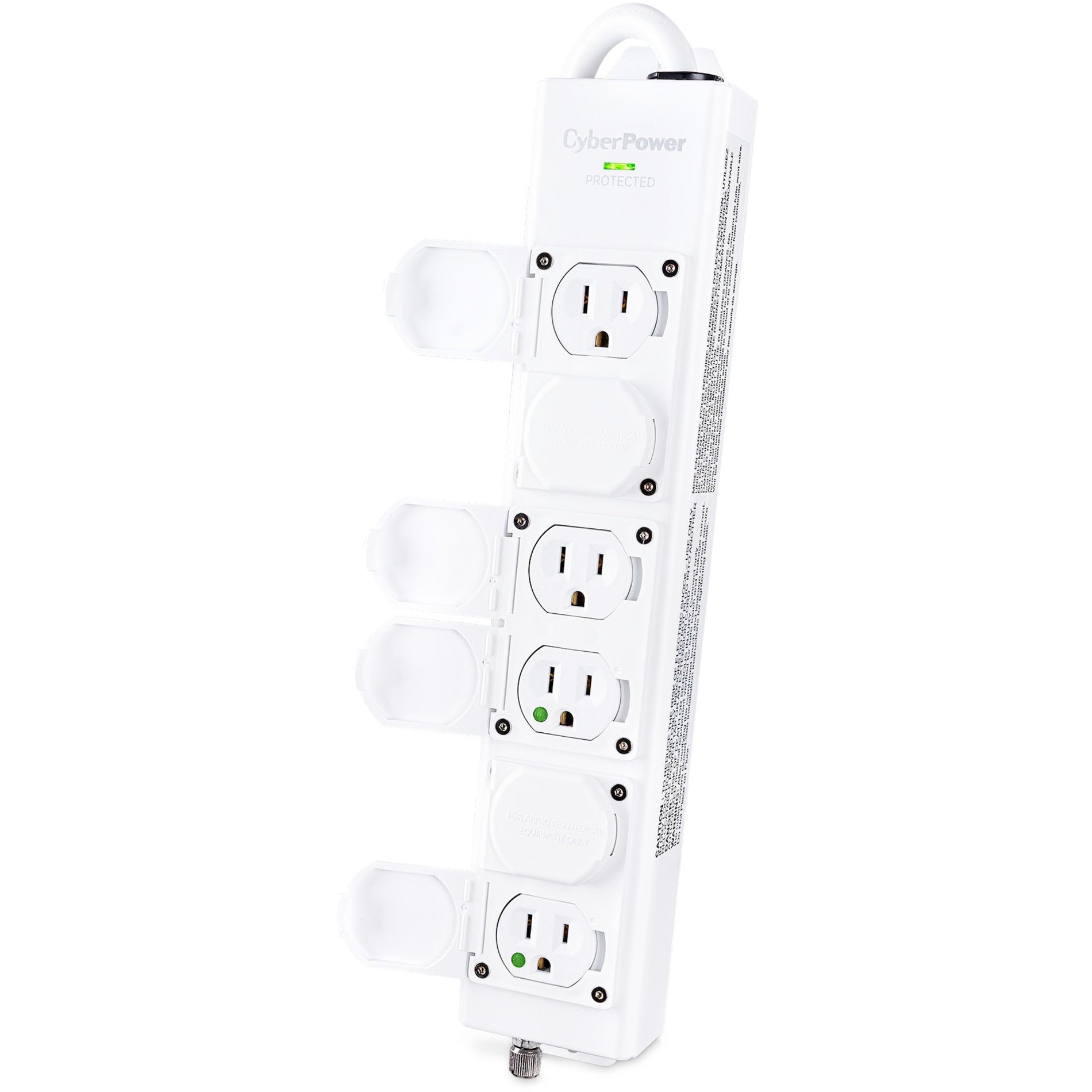 Side view of CyberPower MPV615S medical surge protector highlighting safety features and construction-alternate-image3