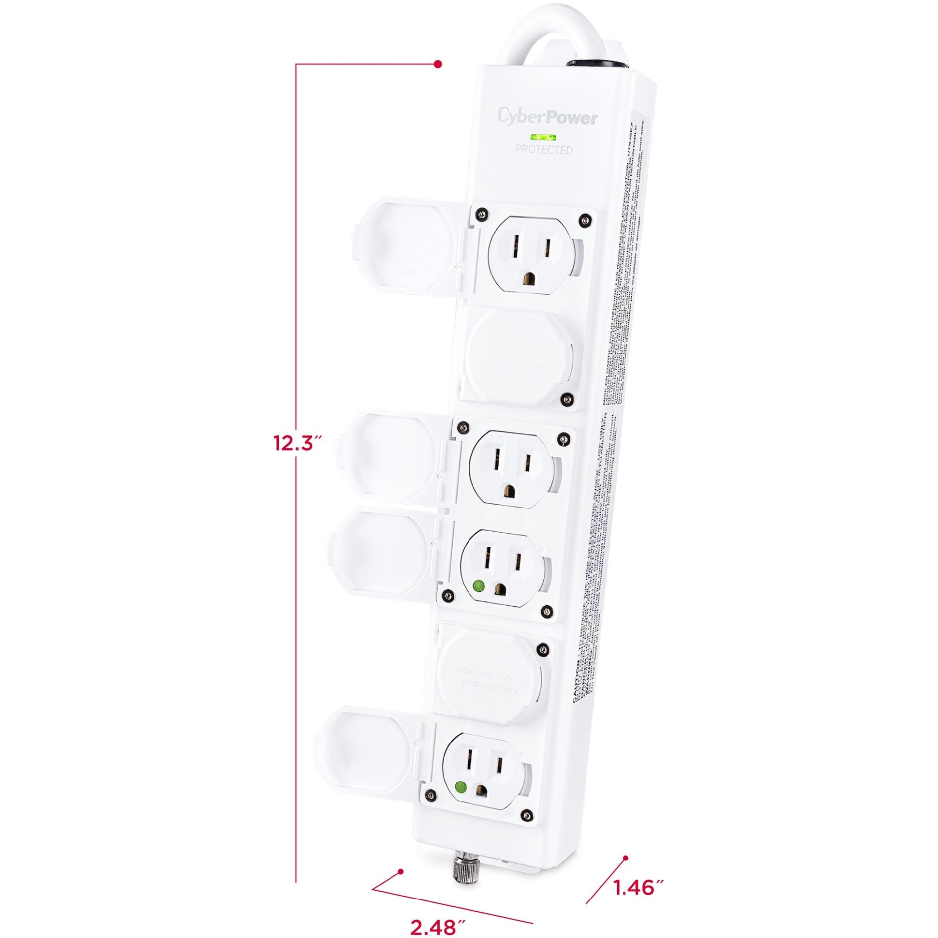 Dimensional view of CyberPower MPV615S showing exact measurements-alternate-image7