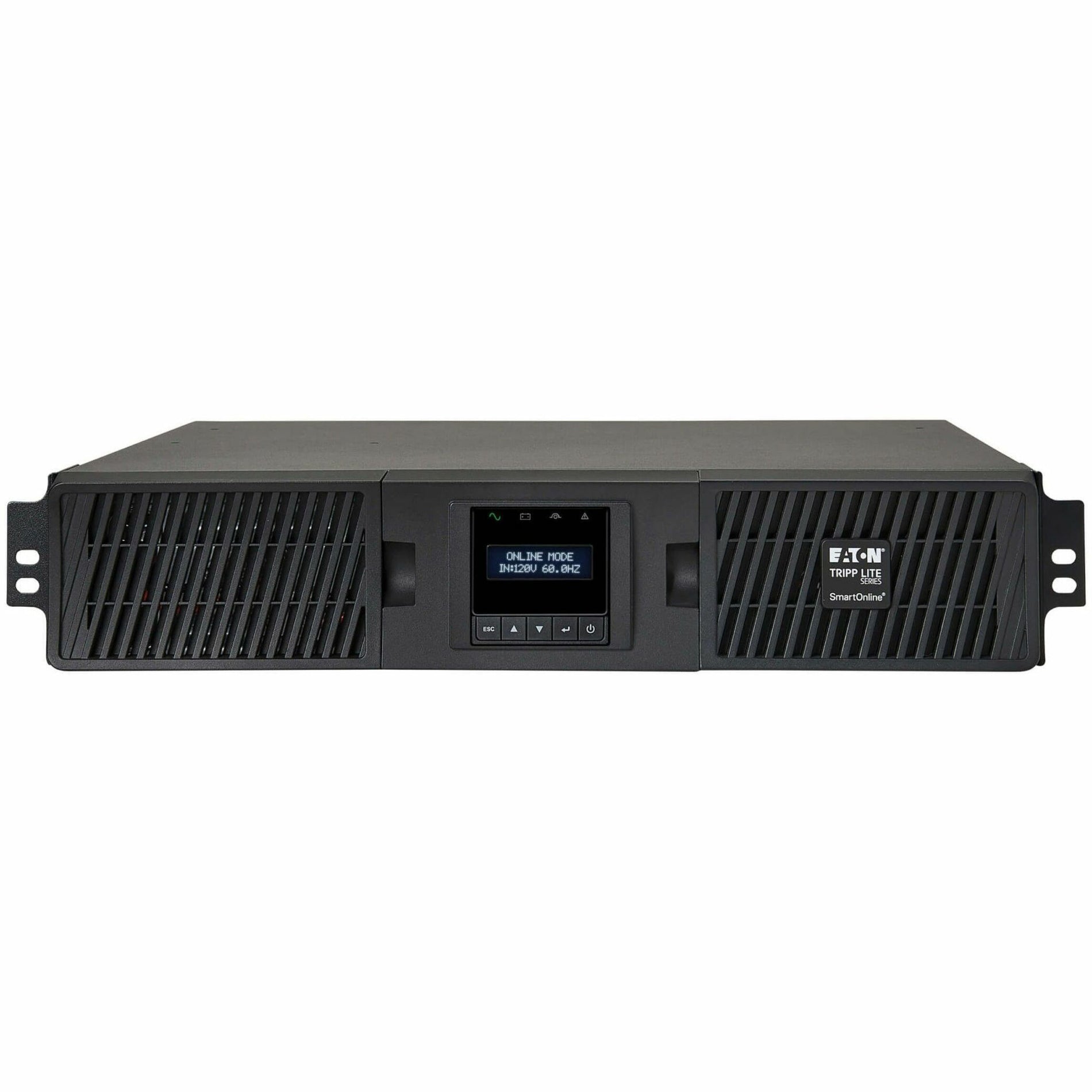 Side angle view of Tripp Lite SmartOnline 750VA UPS in 2U rack-mount format-alternate-image2