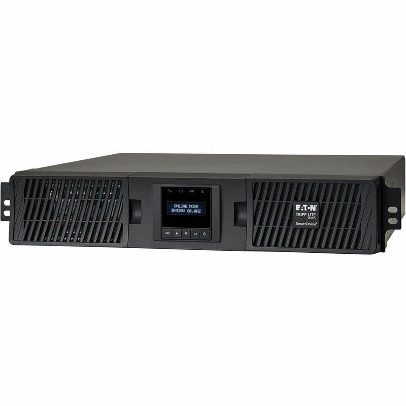 Angled view of Tripp Lite SmartOnline 750VA UPS highlighting ventilation system