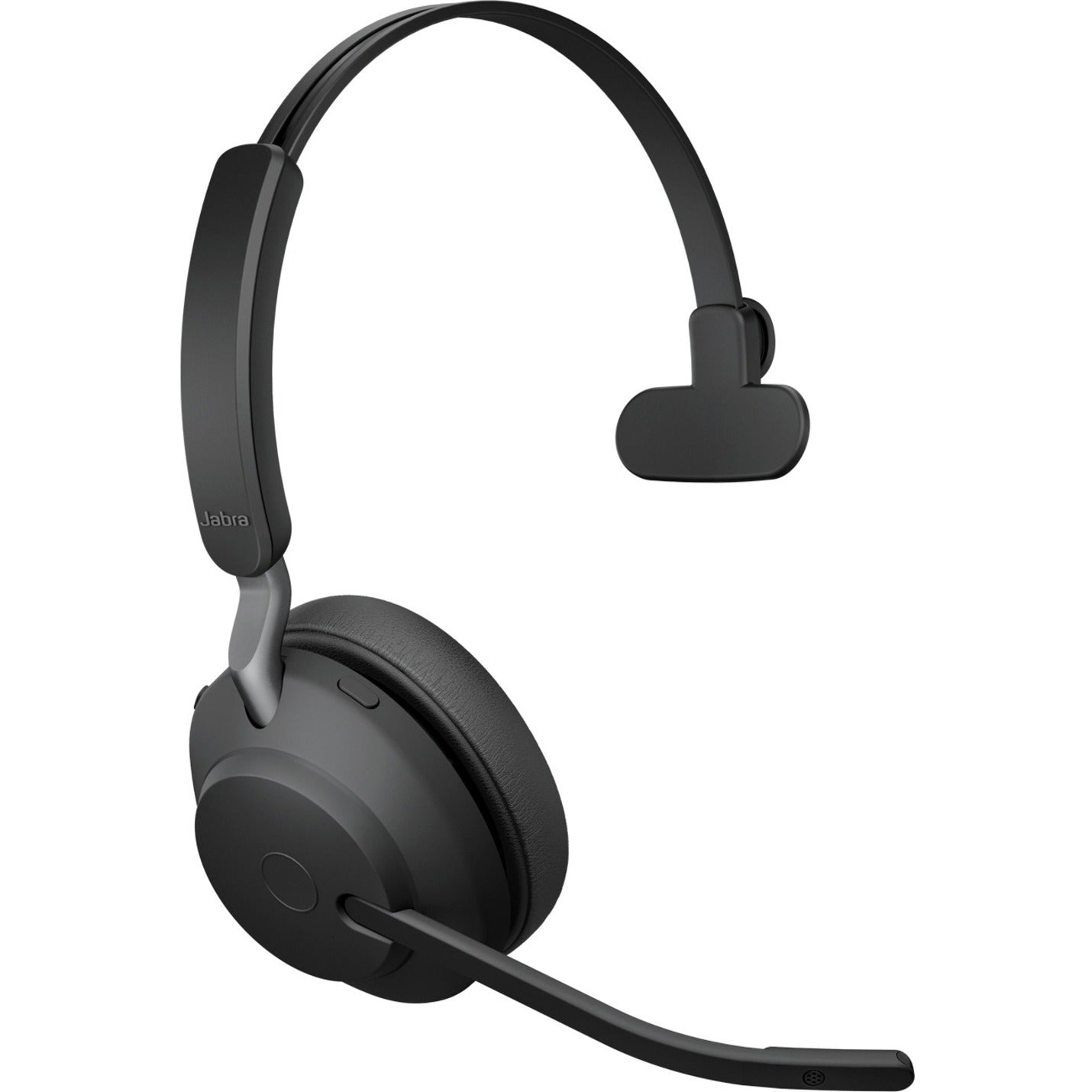 Side view of Jabra Evolve2 65 mono headset showing boom microphone and over-head design-alternate-image1