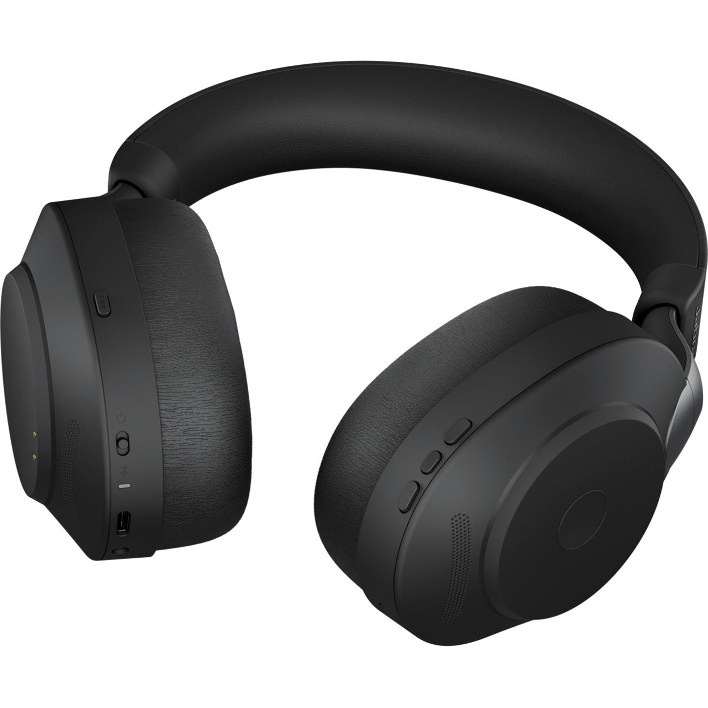 Side angle view of Jabra Evolve2 85 showing control buttons and microphone placement-alternate-image3