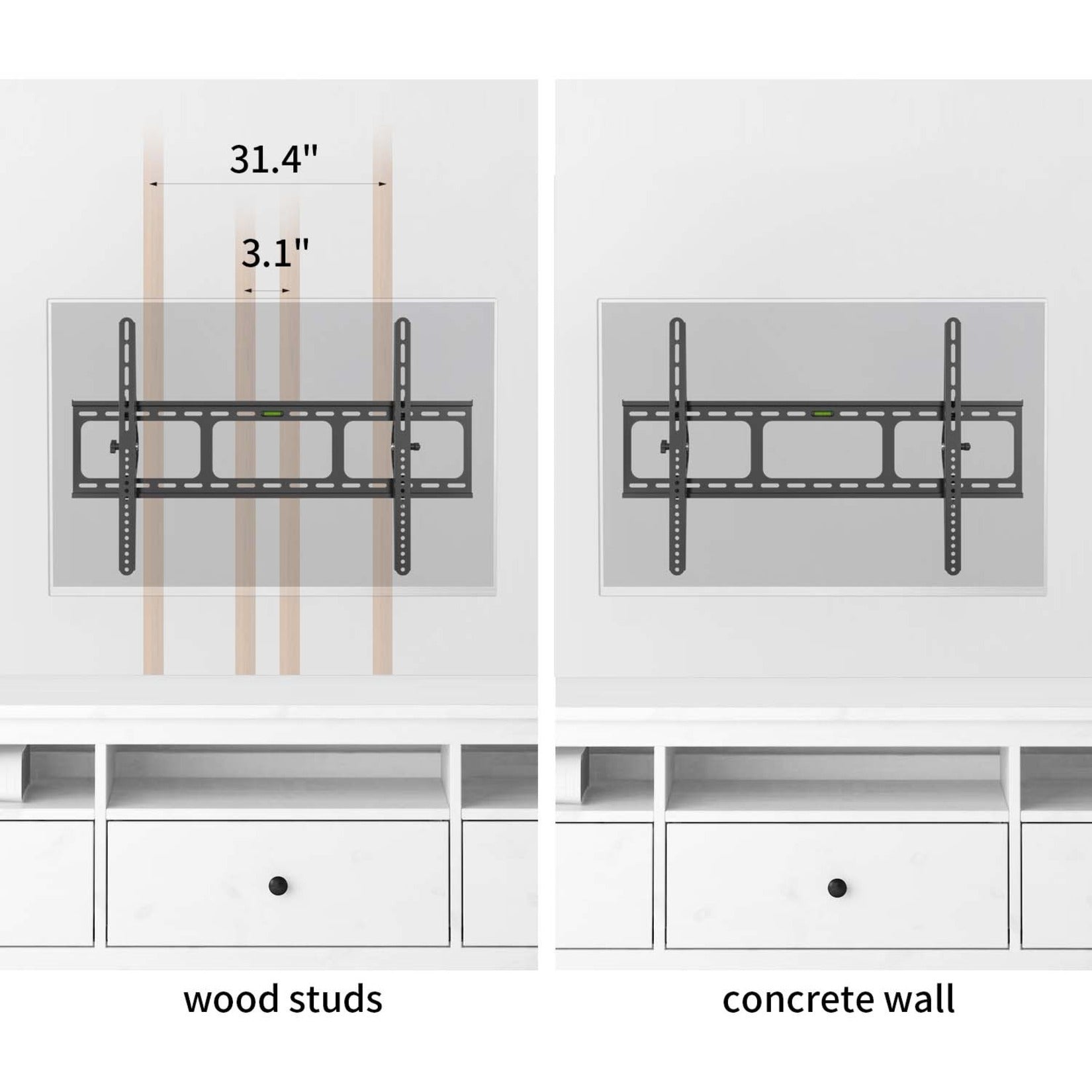 Amer Mounts BIGASSMOUNT60T Flat Panel Wall Mount with Tilt (Max TV Size 100") - Heavy Duty, Bubble Level, Easy Installation